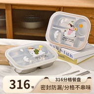 316 Stainless Steel Children'S Divided Plate Cartoon Baby Meal Tray Weight Loss Lunch Box Divider Fr