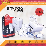 TRAVEL CHARGER VODA RT-706 3.1A 2USB + MICRO CABLE/V8