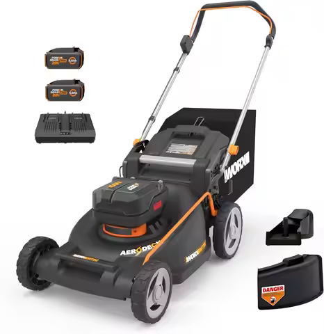 21" Cordless Electric Lawn Mower with 2 Batteries & Charger, Brushless Motor for 1/2 Acre Yards, 7-P
