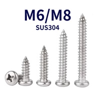 Phillips Pan Head Self Tapping Screw /Screw Plastic Wood| SUS 304 Stainless Steel  | Skru Besi M6/M8