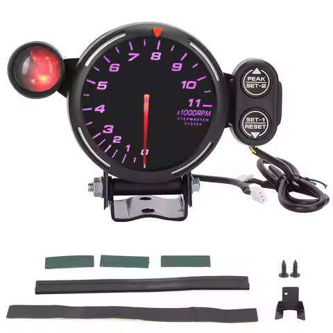 N60R-RPM Tacho Gauge 3.15In Electronic Auto Tachometer 10-15V Clear Display 7 Color ABS For Replacem