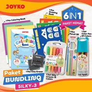 JOYKO 6 in 1 Silky Crayon Coloring Bundling Package 12 Colors + 24 Color Coloring Markers + 1 Pc Dra