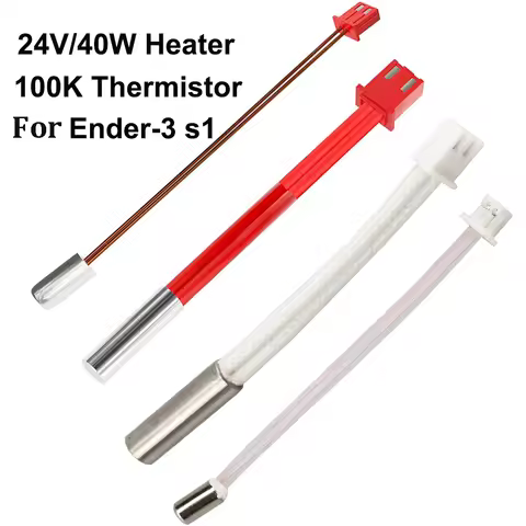 Top Quality 2pcs XH2.54 24V 40W Cartridge Heater 100K Thermistor Temperature Sensor XH1.25 3D Printe