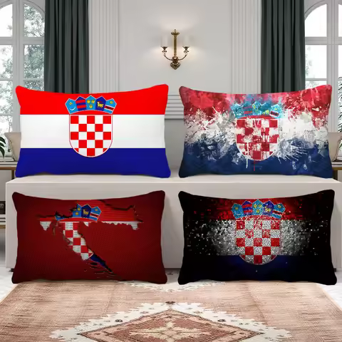 hrv hr Hrvatska croatia Flag cushion cover Rectangle Pillow Case Printing Bedside Sofa Room Home Dec
