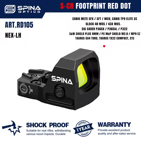 SPINA OPTICS NEX-LH S-CR&RMSc Cut Red Dot Sight HS407K/507K G48/43xMos P365X/XL Pistol w Picatinny B