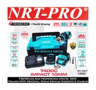 NRT PRO 740 DC Mesin Bor Cordless Impact Drill 20V Bor Tangan Baterai 10mm 20 V 740DC 740 DC Set