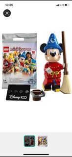 Lego 71038 Disney Series 3 Minifigure Mickey Mouse 米奇魔法師連底板說 明書包裝袋 100 週年紀念版(全新開袋 確認）