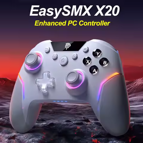 EasySMX Enhanced Controller X20 RGB Gamepad Compatible with PC/Switch/Phone/TV/Steam, Gyroscope Micr