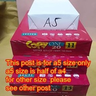 A5 Copy One A5 size (5.875x8.25 inches) Bond Paper sub20 70gsm / sub 24 80gsm approx 500 sheets