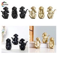 chulisia 3x Monkey Figurine Creative Monkey Statue for Office Entrance Decoration