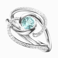 帕拉伊巴碧璽白鑽石二合一戒指套裝 極簡主義14k白金求婚戒指組合