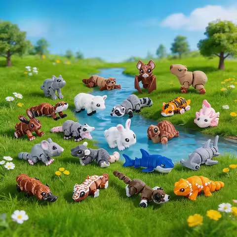 3D Printed Simulated Tiger / Salamander /Capybara/Beaver Leopard Gecko Animal Craft Figurines, Creat