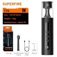 SUPERFIRE T70 9W Camping Flashlight Portable TYPE-C Rechargeable 365nm UV Light 3 Color Lighting Wit