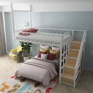 Space-saving elevated bed apartment loft loft duplex wrought iron bed and empty combination single u