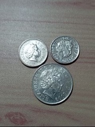 英國伊利沙伯二世(3個) 5p ,10p硬幣