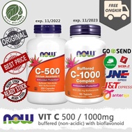 NOW VITAMIN VIT C 500 / 1000mg Buffered Non Acidic Aman Untuk Lambung, with bioflavonoids