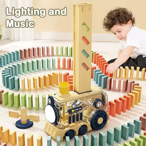 Electric Domino Train Set Kids Automatic Laying Colorful Domino Train with Lighting Sound Effects DI