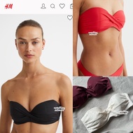 H&M Twist Wired Bandeau Bikini Bra Lightly Lined Basic Black Bikini Top Small Size Mini Petite 32A 3