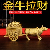 Pure copper cow ornaments ox pull cart to win wealth ox zodiac ox home living room office纯铜牛摆件牛拉车旺财牛