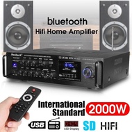 2000W 4ohm Bluetooth Stereo Karaoke Amplifier with Support for 2 MIC Input, FM and RC, and Karaoke System for Home, KTV, and Karaoke Set with Speaker and Microphone 2000W 4ohm Blue