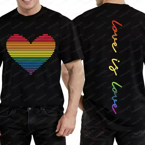 Pride T Shirt for Men LGBT Gay Pride Shirt Rainbow T-Shirt Love Is Love Short Sleeve Tee Tops Festiv