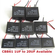 2PCS CBB61 2UF/1UF/1.2UF/1.5UF/2.5UF/3UF/3.5UF/4UF capacitor 2uf 450V cbb61 fan capacitor CBB 450VAC