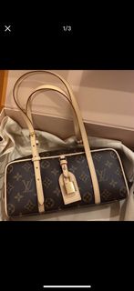 全新LV LOUIS VUITTON  HANG ON 復古經典 Monogram塗層帆布 保齡球包 手提包  老花M47031