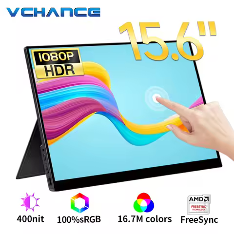 VCHANCE 15.6 Inch Touch Screen Portable Monitor 1080p Hidden Stand Gaming Second Display for Laptop 