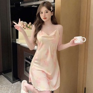 baju tidur seksi untuk suami 2025 baju tidur sutera ais musim panas baru wanita gaya murni sutera ni