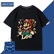 LEE UCUSO ร่วม Mario เสื้อยืดแขนสั้นผู้ชายหลวมอินเทรนด์การ์ตูนกีฬาลำลองนักเรียนยอดนิยม  LEE UCUSO co-branded Mario Short Sleeve T-shirt Men's loose trend cartoon sports casual top student Apricot XL
