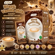 VTEAY Black Vanilla Chia Coffee with fitgum collagen chia coffee 100% robusta for weight loss slim