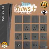 [MATTE GREY] reTouch Thins+ Soft Touch 1/2/3/4 Gang 1/2 Way 13A/15A/20A Switch & Sockets Full Frame 