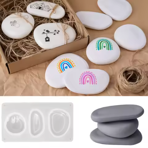 3D Creative Stone Silicone Candle Mold DIY Handmade Pebble Soap Plaster Resin Craft Casting Molds Ho