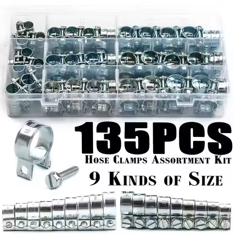 135/60Pcs Hose Clamp Double Ears Clamp 8-18mm Worm Drive Fuel Water Hose Pipe Clamps Clips Hose Fuel