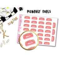 Peach Floral Monthly Date stickers sticker label