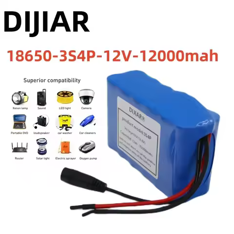 3s4p 12V 12Ah battery pack 18650 lithium ion 12V 12000mAh DC12.6V super large capacity rechargeable 