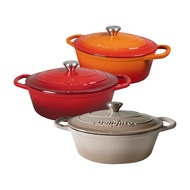 Delighto Cast Iron Oval Casserole Soup Pot - 28cm (Red / Orange / Dune)