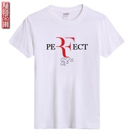 Tennis Federer Men's Pure Cotton Printed Casual Round Neck Short sleeved T-shirt