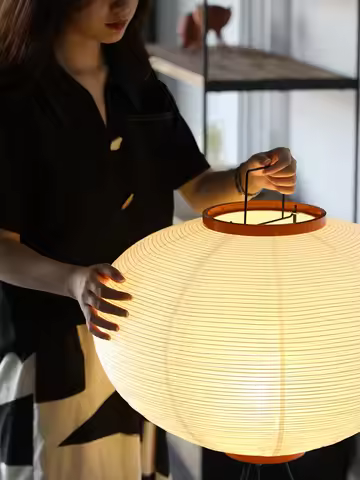 Japanese Noguchi Akari Rice Paper Floor Lamp Wabi Sabi Vintage Standing Light for Bedroom Living Roo