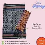 Set Kain Tenun Sidan Warna Hitam Set Selampai Tenun Benang Biasa Basic Tradisi Kostum Ngepan Iban Sa
