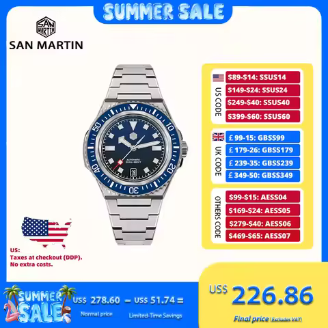 San Martin 41mm Enamel Gradient Dial Men Diving Watch Mechanical NH35 Wristwatch Monocoque Case Spor