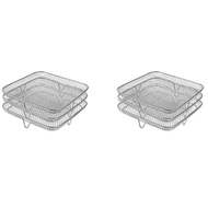 2pcs 8 Inch Air Fryer Rack for Instant Vortex Air Fryer,Philips,COSORI Air Fryer,Square Three Stackable Dehydrator Racks
