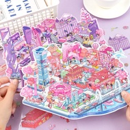 3D landscape city sticker, children's sticker toy, city china
