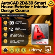[Video Course] AutoCAD 2D&3D Smart House Exterior + Interior Design Course