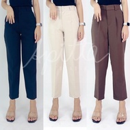 High-Waisted Pants Boy Work Slim Legs With Belt Ears Front Hook Pleated Detail Product Code G83