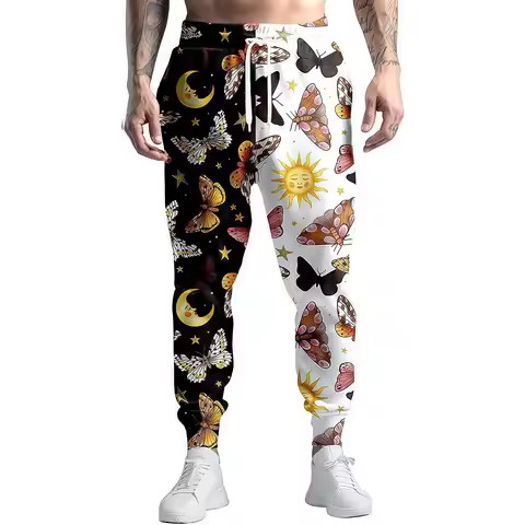 Men's 80s and 90s printed sports pants, youth spring and autumn fashion sports pants