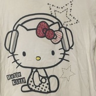 Hang Ten Hello Kitty耳機🎧白色短袖T恤上衣三麗鷗Sanrio