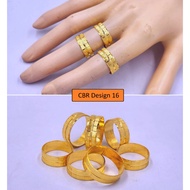 CINCIN BELAH ROTAN DESIGN PADU RISIK TUNANG NIKAH EMAS 916 ORIGINAL RING
