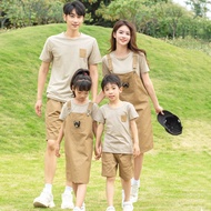 Cute Family Matching Shirt Women Girl Jumpsuit Kids Set Wear Short Pants For Men Women Mini Dress Korean Style