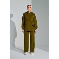 SHE DAZZLE Ae-ri Pullover Hoodie Set In Olive Green